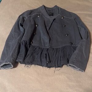 Anthropologie Black Double-Breasted Blazer